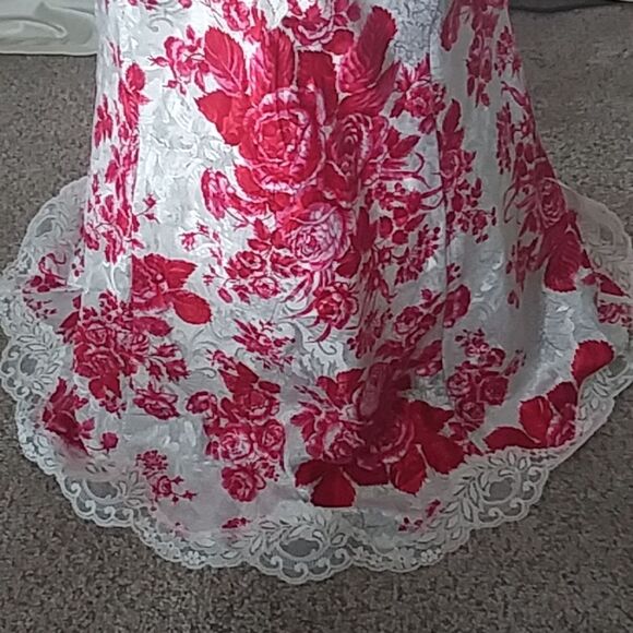 Victorias Secret Vintage Gold Tag Satin Rose Lace Chemise Lingerie Slip … - Picture 10 of 13